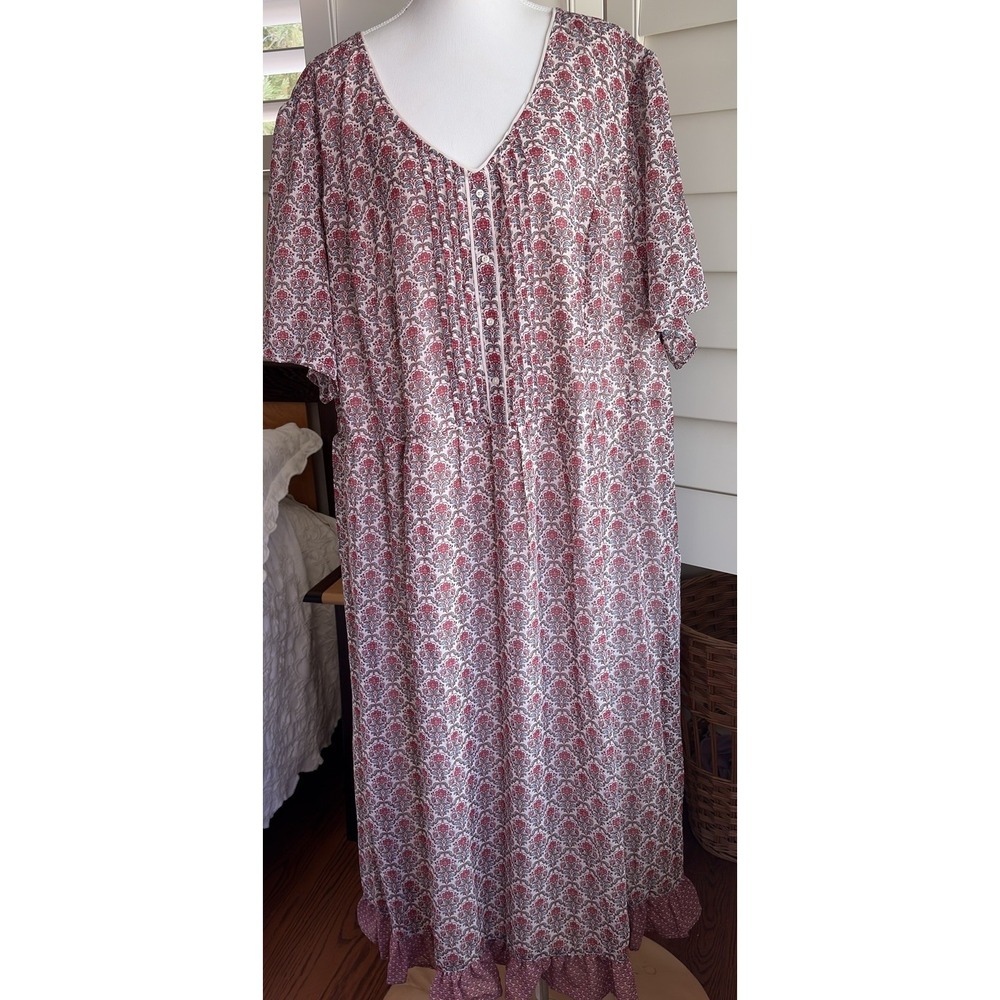 New Woman Within 34W Floral Maxi Dress Boho Cottagecore Pintuck Country Summer